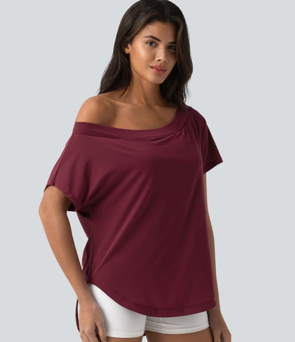 Halara One Shoulder Short Sleeve Quick Dry Yoga Sports Top S